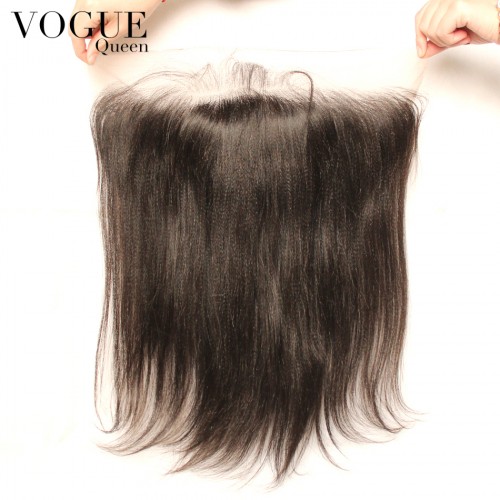 Human Virgin Hair Yaki Straight 13x4 Lace Frontal Closure With Baby Hair,Natural Color